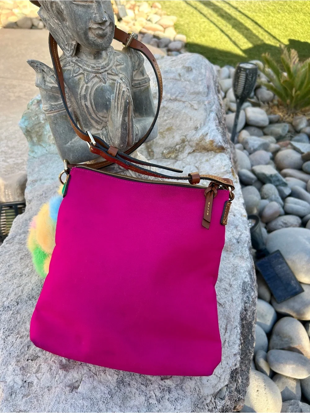 Dooney & Bourke Nylon Double Zip Crossbody Bag with New Rainbow LaBubu!